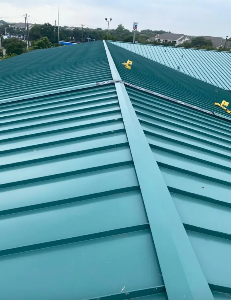 Green commercial metal roof ridge and valley for Metal Roof Repair in Manasquan